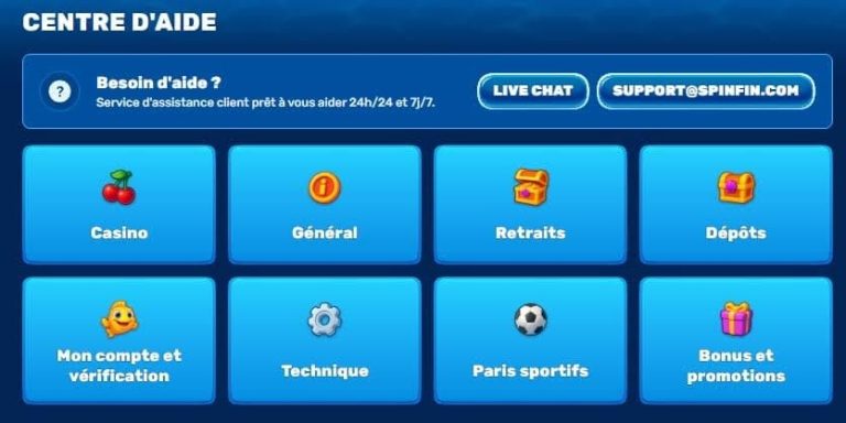 support client Spinfin Casino